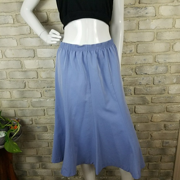 VINTAGE Regal Skirt Sze 12 Blue Stretch Flare - Picture 2 of 8